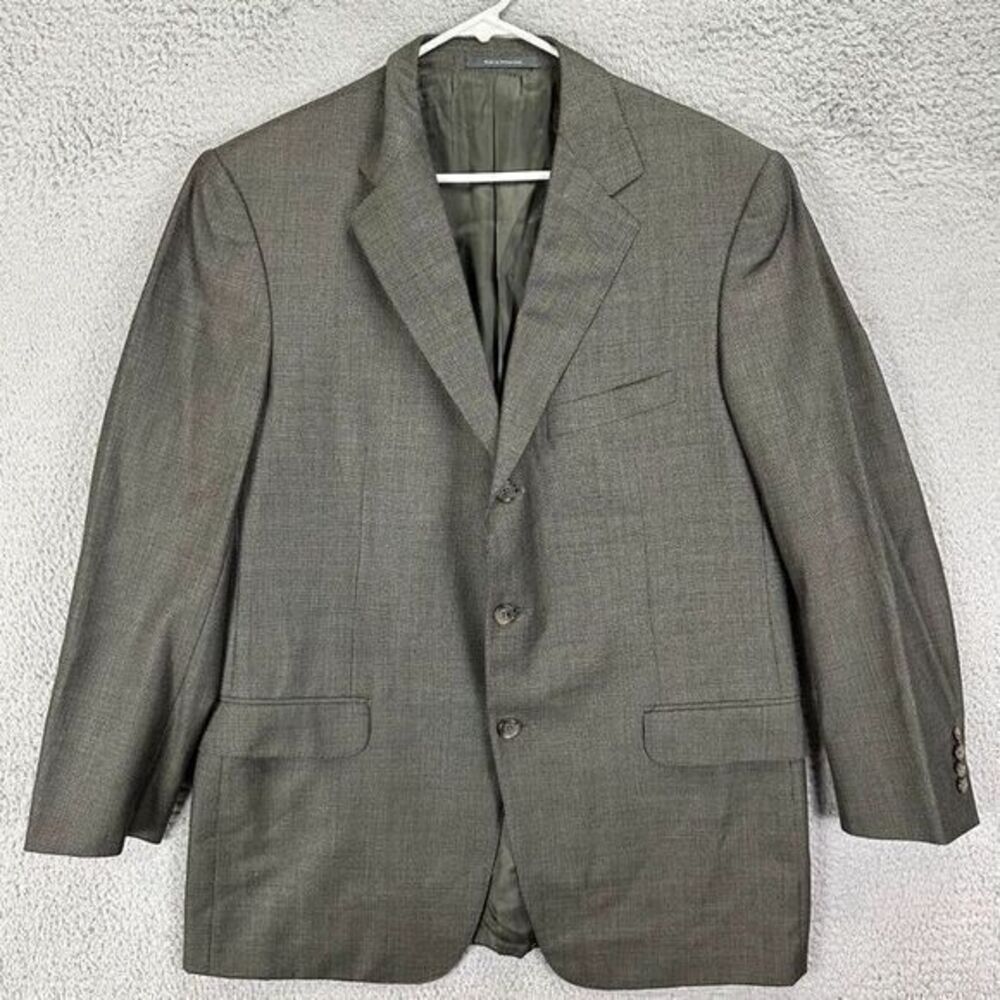 Ermenegildo Zegna Wool Blazer Adult 44R Olive Green 3 Button Sport Coat Suit Men